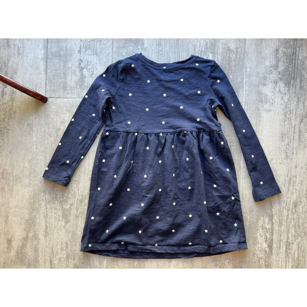 Gap Kids Girls Long Sleeve Cotton Casual School Skater Dress Star Print S 6-7